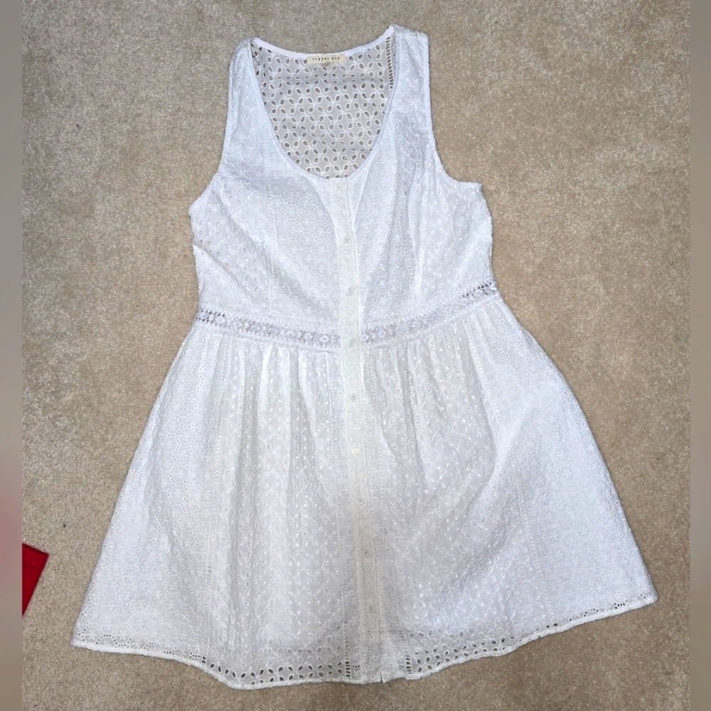 Copper Key Women's XL White Sleeveless Eyelet Dress